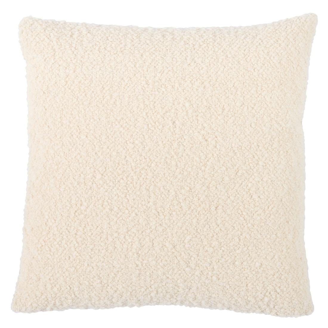 This pillow features Durant Embroidery with a knife edge finish. This medium-scale geometric patterns cool, textural contrast is created with a nubbly bouclé yarn that’s drawn across a linen ground and affixed with an invisible couching stitch. Back
