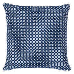 Schumacher Elias Blue Ivory Cotton Two-Sided Pillow