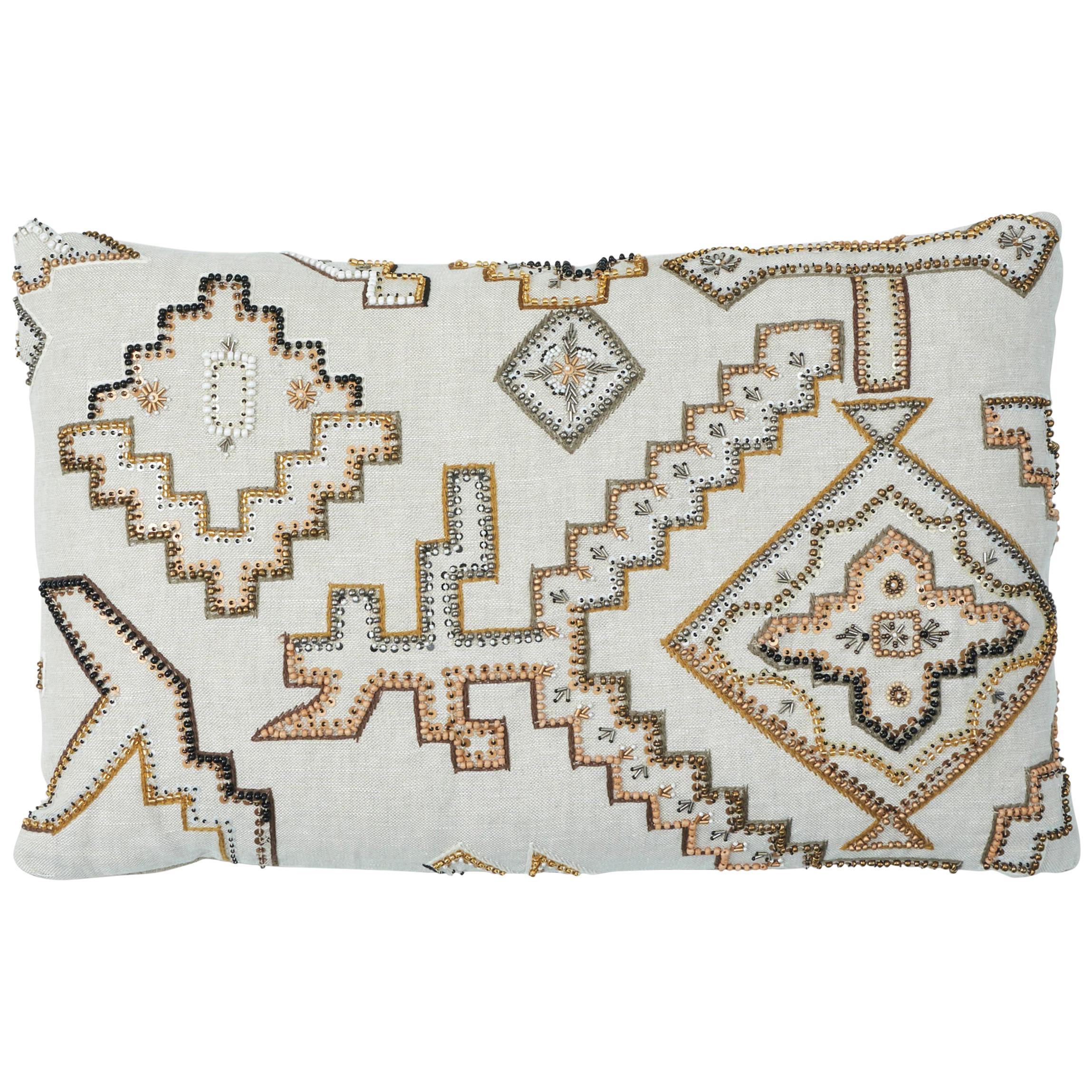 Schumacher Ezma Embroidery Pillow in Neutral