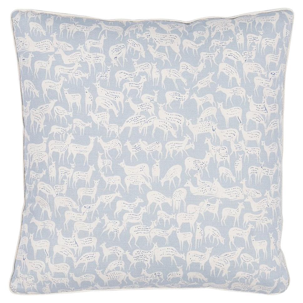 Schumacher Fauna 16" Pillow in Slate Blue For Sale