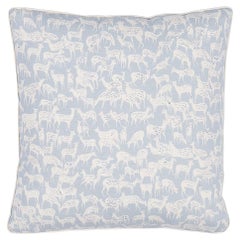 Schumacher Fauna 16" Pillow in Slate Blue