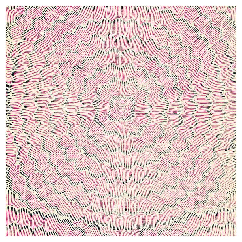 Schumacher Feder Bloom Sisal-Tapete in Fuchsia & Jet