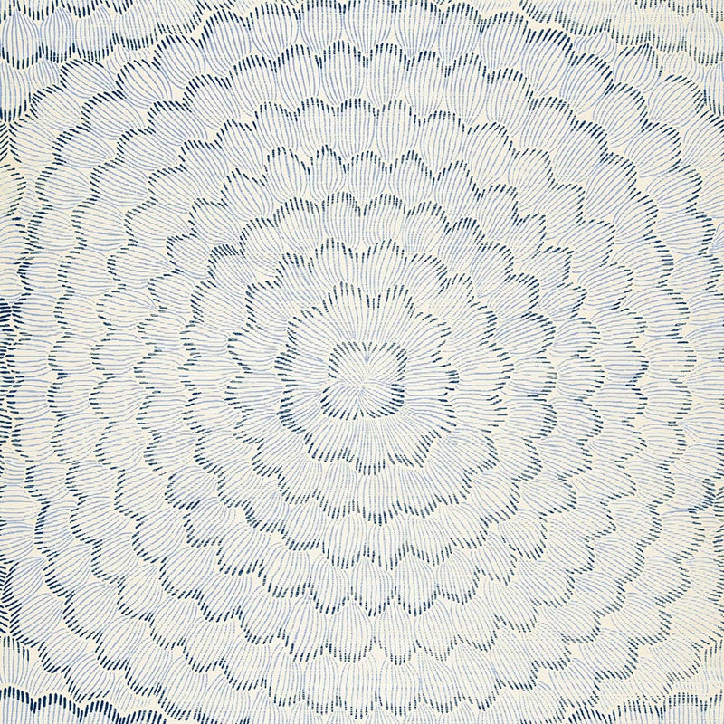 Schumacher - Papier peint Sisal à fleurs de plumes en deux bleus