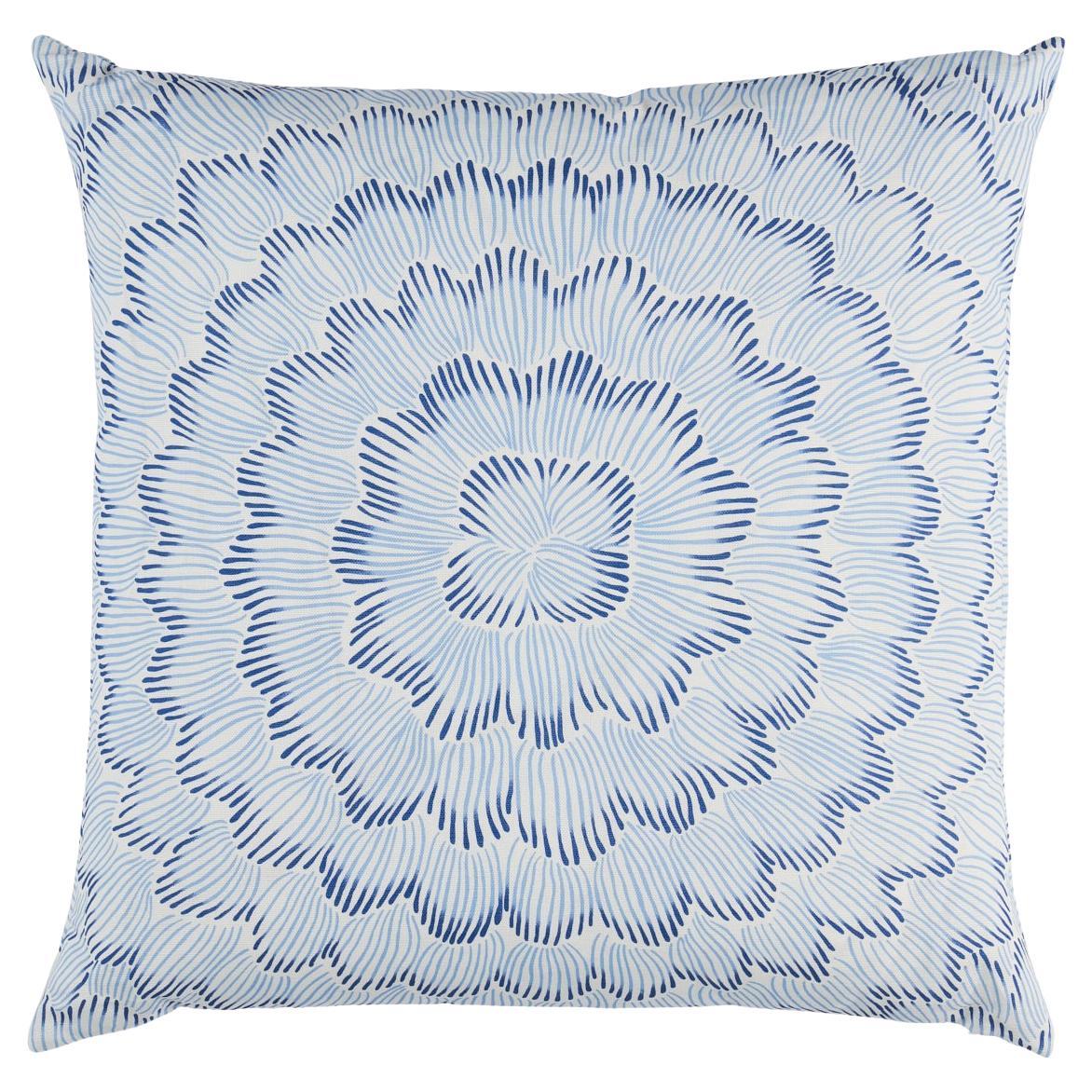 Schumacher Featherbloom 24" Pillow in Two Blues For Sale