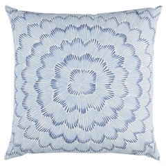 Schumacher Featherbloom 24" Pillow in Two Blues