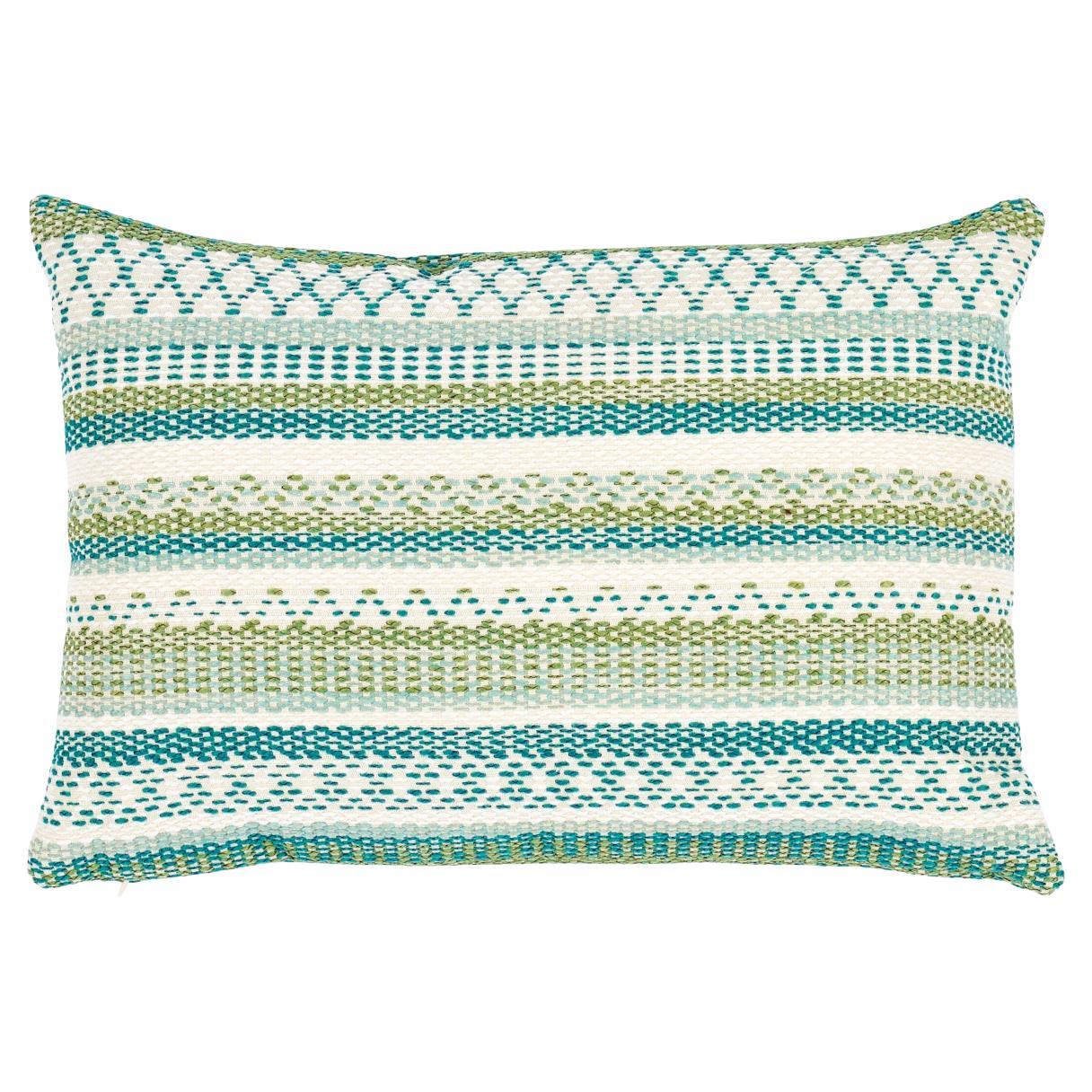 Schumacher Fremont I/O in Green 20" x 14" Pillow For Sale