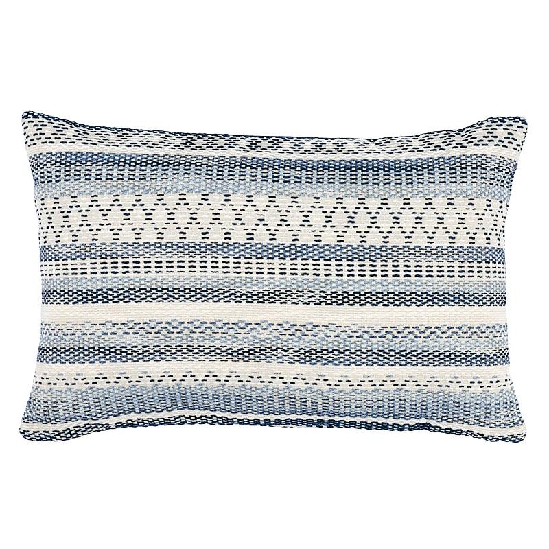 Schumacher Fremont Indoor/Outdoor 20" Lumbar Pillow in Blue For Sale