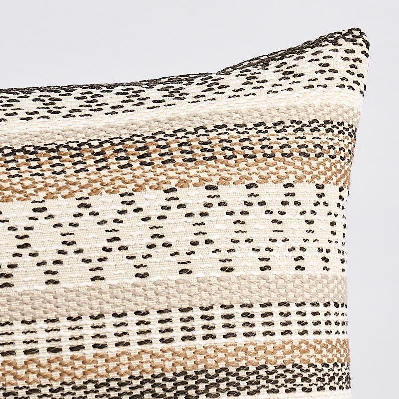 This pillow features Fremont Indoor/Outdoor with a knife edge finish. Don‚Äôt be fooled by this rich, geometric woven stripe‚Äîit‚Äôs as durable as it is chic. With rustic blanket construction, this use-anywhere high-performance standby feels
