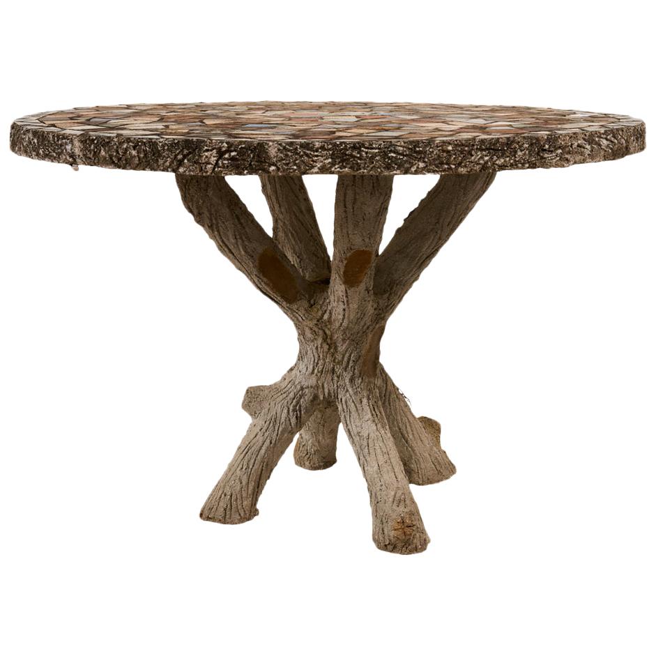 Schumacher French Concrete Garden Table with Pique Assiette Top at 1stDibs