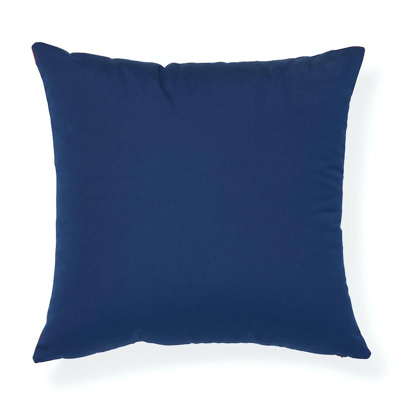 This indoor/outdoor pillow features Fuzz II by Studio Bon with a Knife Edge finish. With a grid of graphic dots, Fuzz makes a playful but sophisticated statement that's just right for dens or decks. Back of pillow is Ravello. Pillow includes a