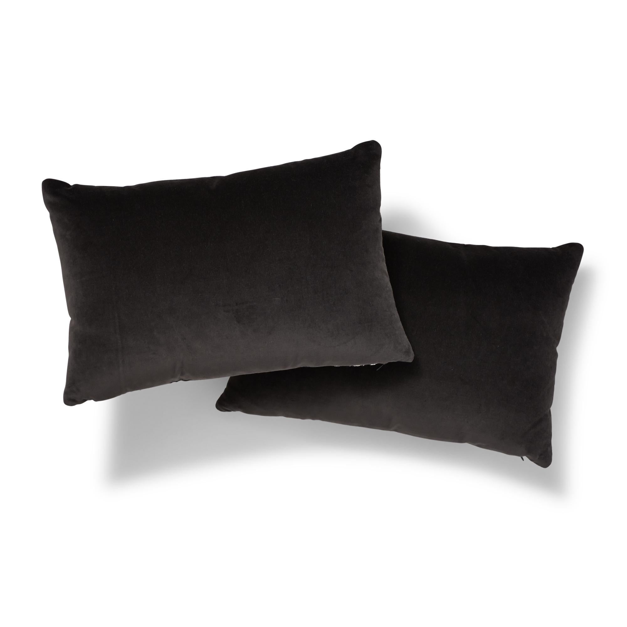 Dutch Schumacher Gainsborough Velvet Raven Pillow For Sale