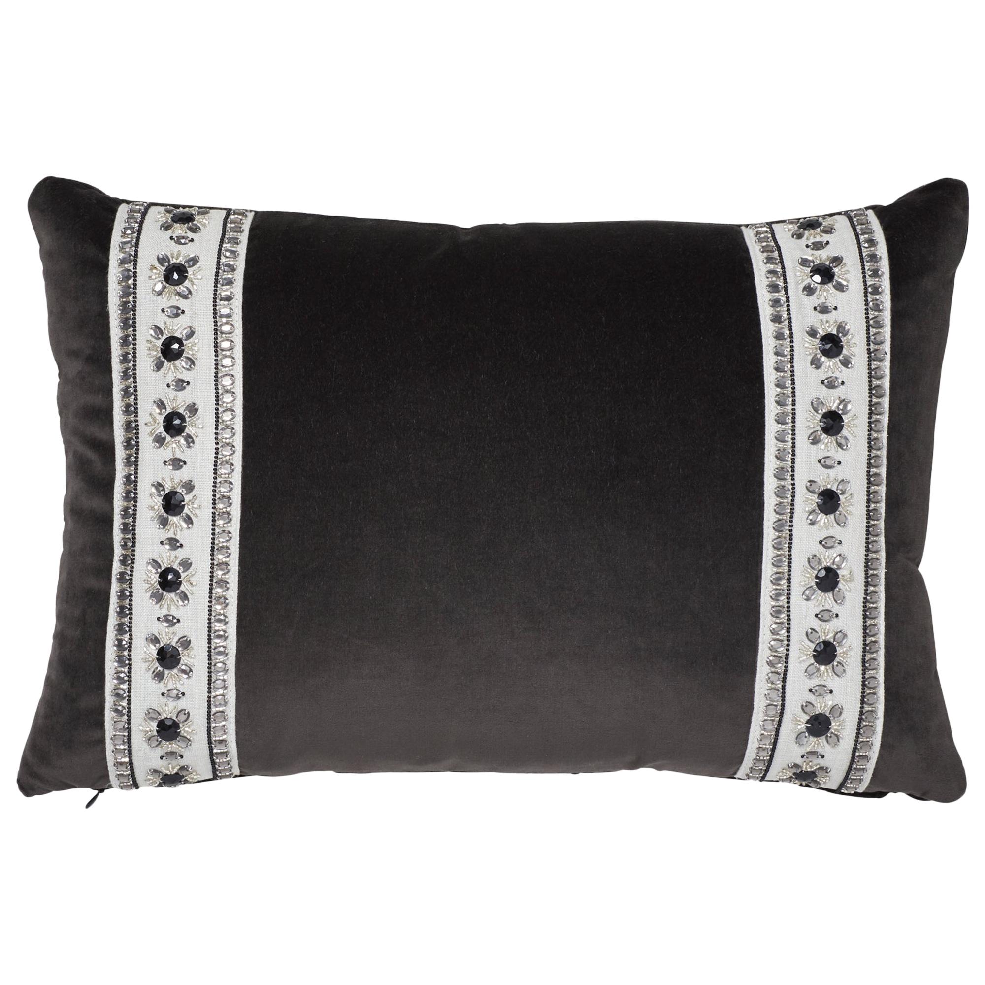 Schumacher Gainsborough Velvet Raven Pillow For Sale