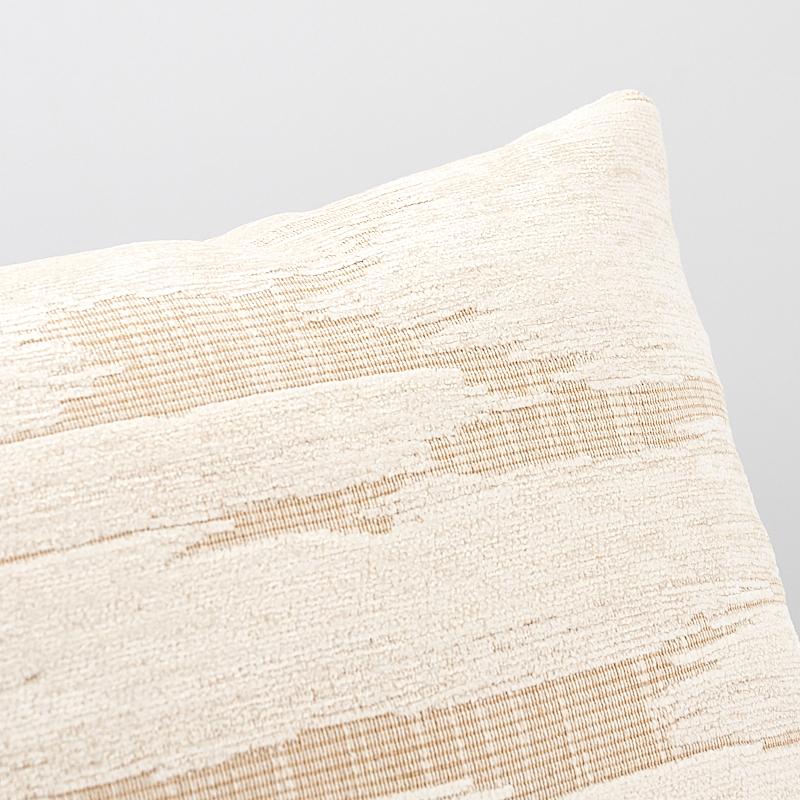 This pillow features Gibson (item# 72550, Gibson Fabric) with a knife edge finish. Super soft chenille yarns form an irregular, abstracted pattern on a contrasting ground. Pillow includes a feather/down fill insert and hidden zipper closure.  

*If