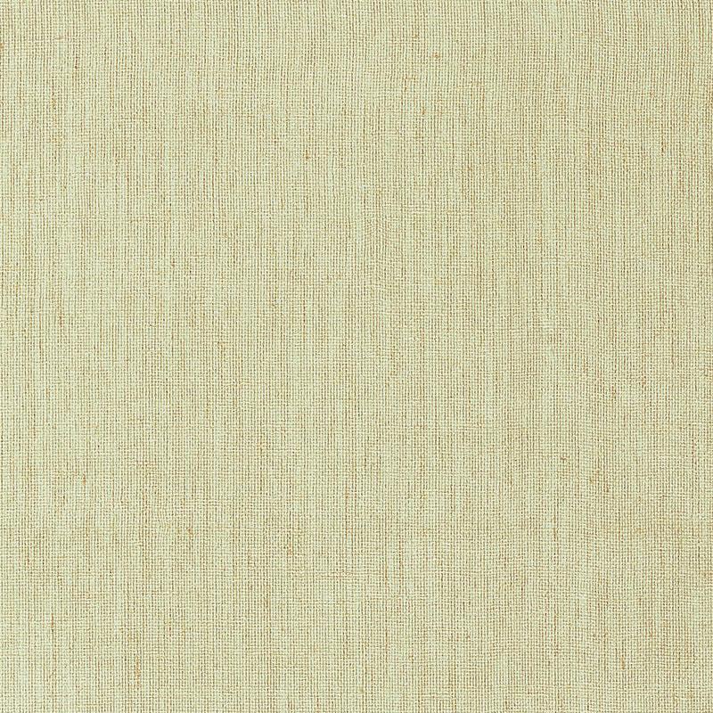 Schumacher Gilded Linen Wallpaper In Celadon & Gold For Sale