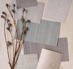 Schumacher Gilded Linen Wallpaper In Silver