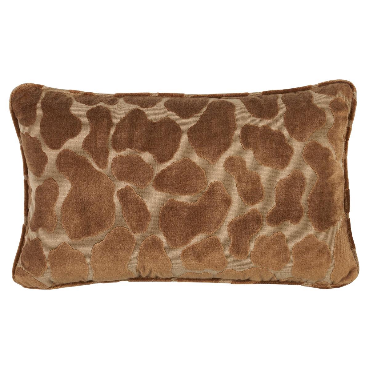 Schumacher Giraffe Velvet 20x12" Pillow in Safari