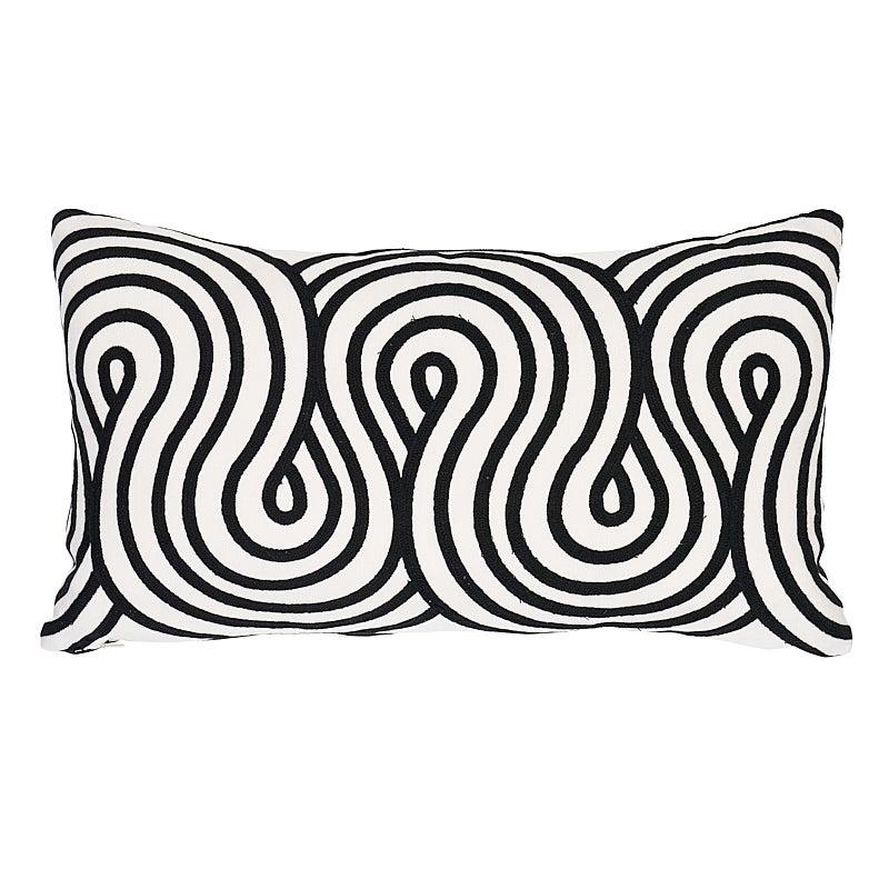 Schumacher Giraldi Embroidery Pillow in Black For Sale