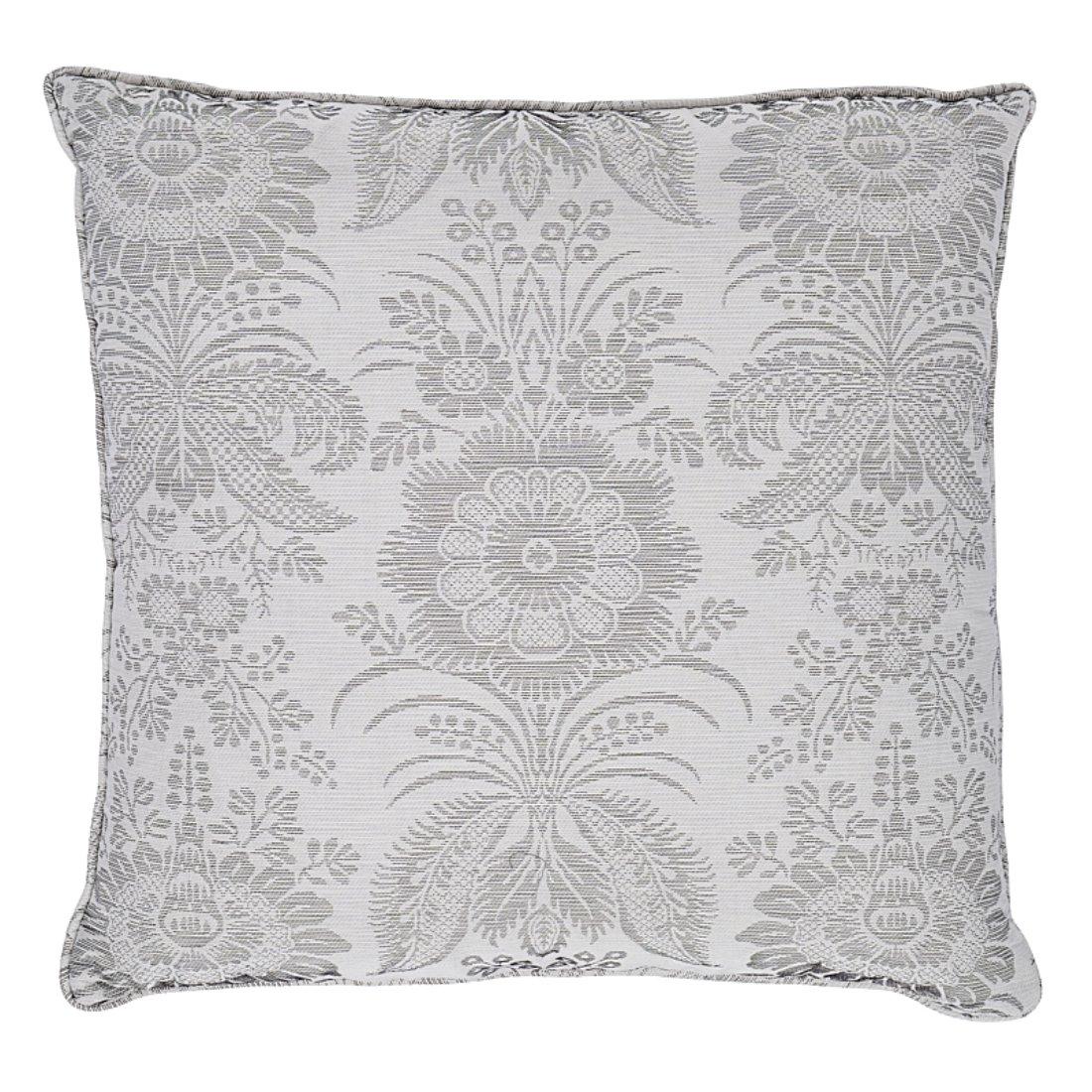 This pillow features Greta with a self welt finish. A beautiful mid-scale floral with the look of a damask, Greta has an elevated mirrored motif that’s tempered by an easygoing cotton-and-linen-blend fabric. Pillow includes a feather/down fill