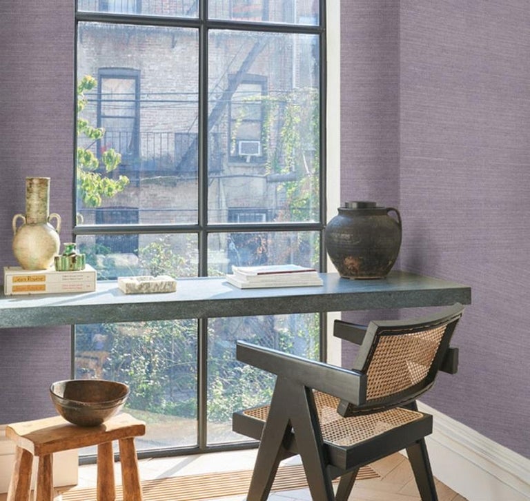 Schumacher Haruki Sisal Wallpaper In Mineral For Sale at 1stDibs