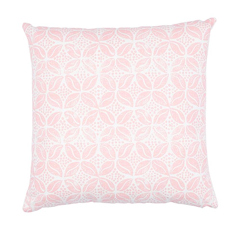 This pillow features Hearts on front Item# 179590, Hearts Fabric) with Coffee Bean on back (item# 179200, Coffee Bean Fabric), both by Molly Mahon for Schumacher, with a knife edge finish. This sweet and happy pattern features an irresistible heart