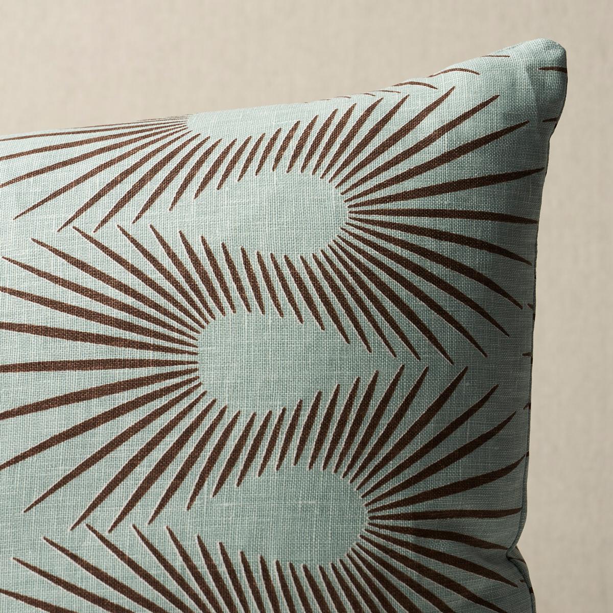 This pillow features Hedgehog by Neisha Crosland with a knife edge finish. Neisha Crosland was inspired by a botanical design on a Japanese ceramic plate when she imagined Hedgehog, a serpentine horizontal stripe made of rippling spokes. Pillow