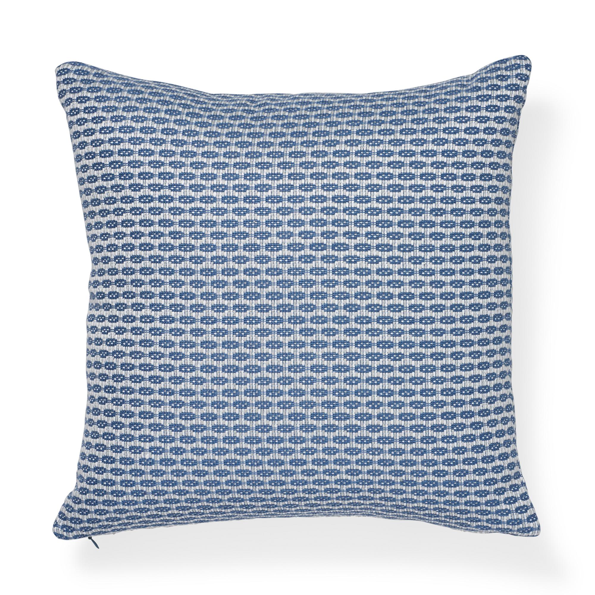 French Schumacher Hickox Blue Indoor/Outdoor Two-Sided Pillow For Sale