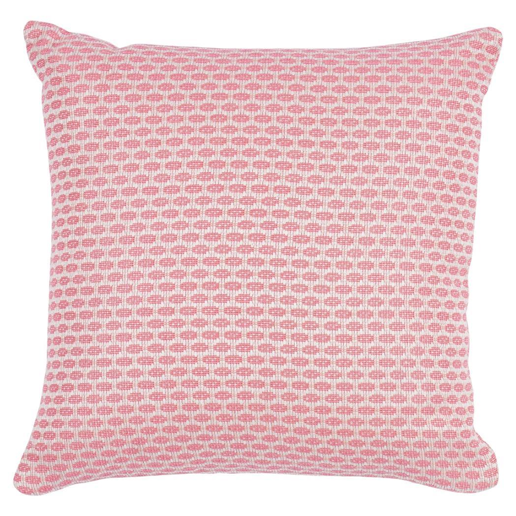 Schumacher Hickox Indoor Outdoor 18" Pillow in Coral For Sale