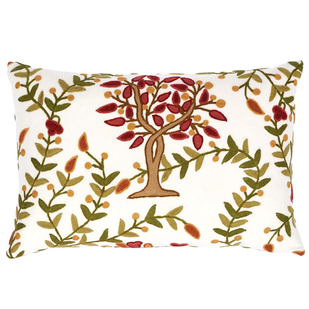 Schumacher Highgrove Tree Crewel Pillow For Sale