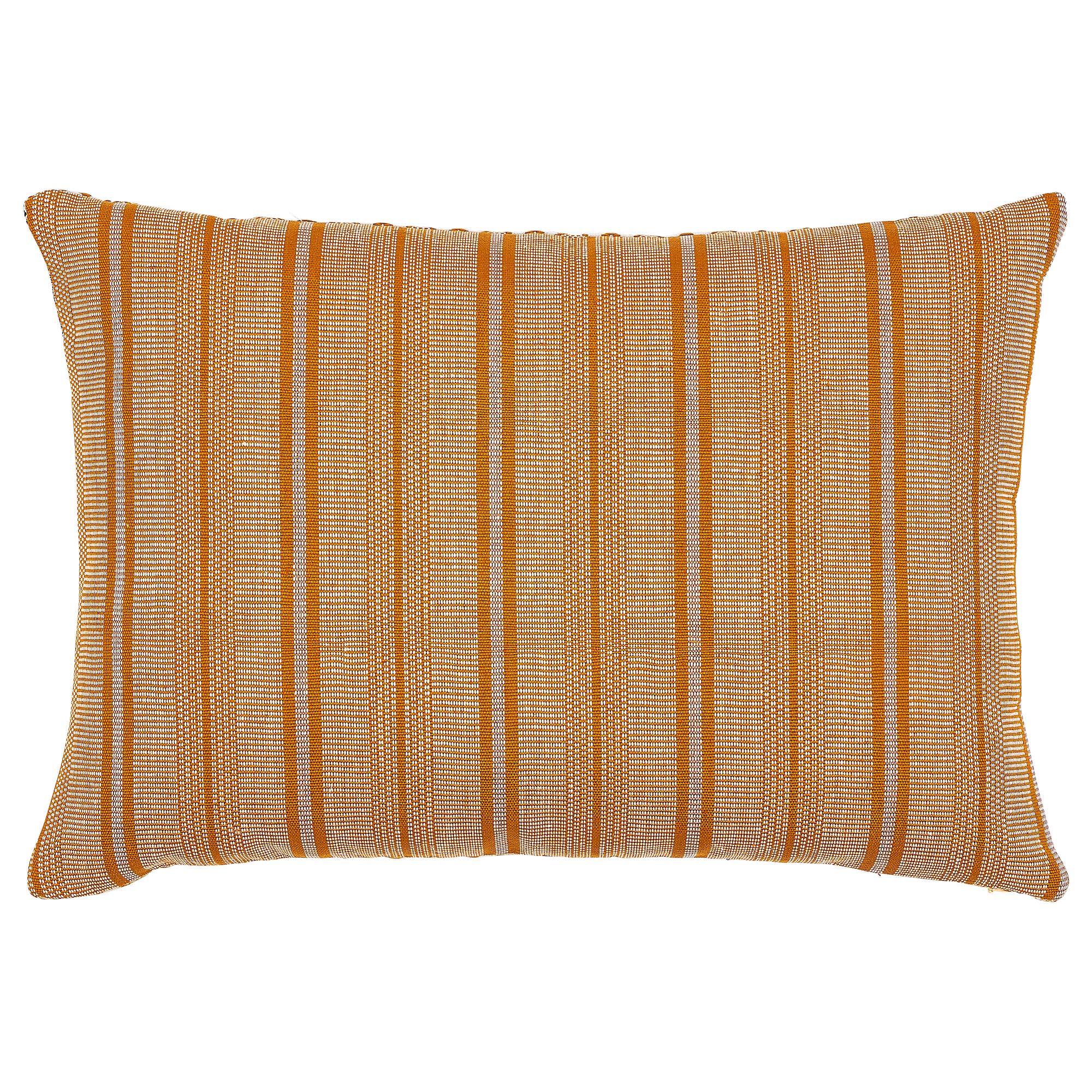 This pillow features Holmul by A Rum Fellow for Schumacher with a knife edge finish. A dazzling multicolored pattern, ethically handwoven in Guatemala with a centuries-old, treadle-loom technique. The artisanal nature of this textile gives it a