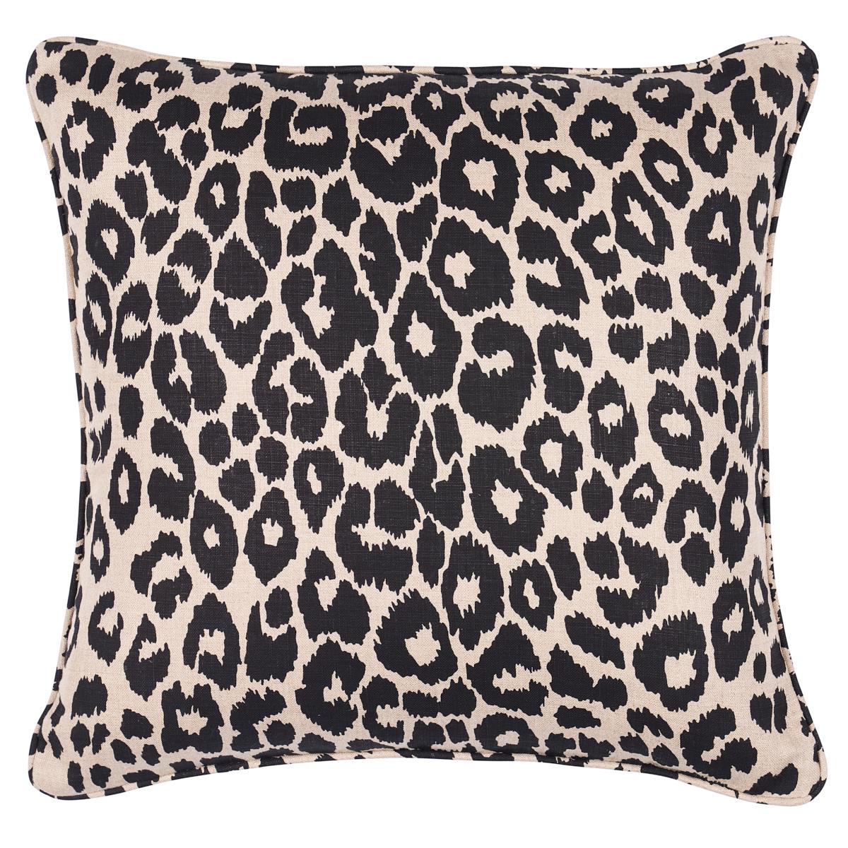 Schumacher Iconic Leopard 18" Pillow in Ebony/Natural For Sale