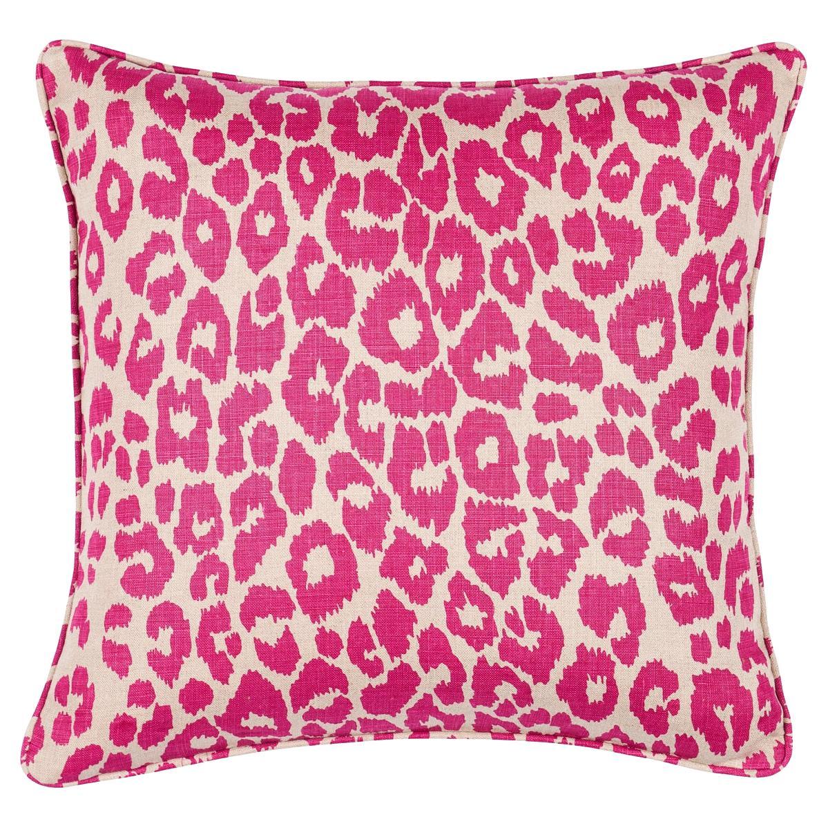Schumacher Iconic Leopard 18" Pillow in Fuschia/Natural For Sale