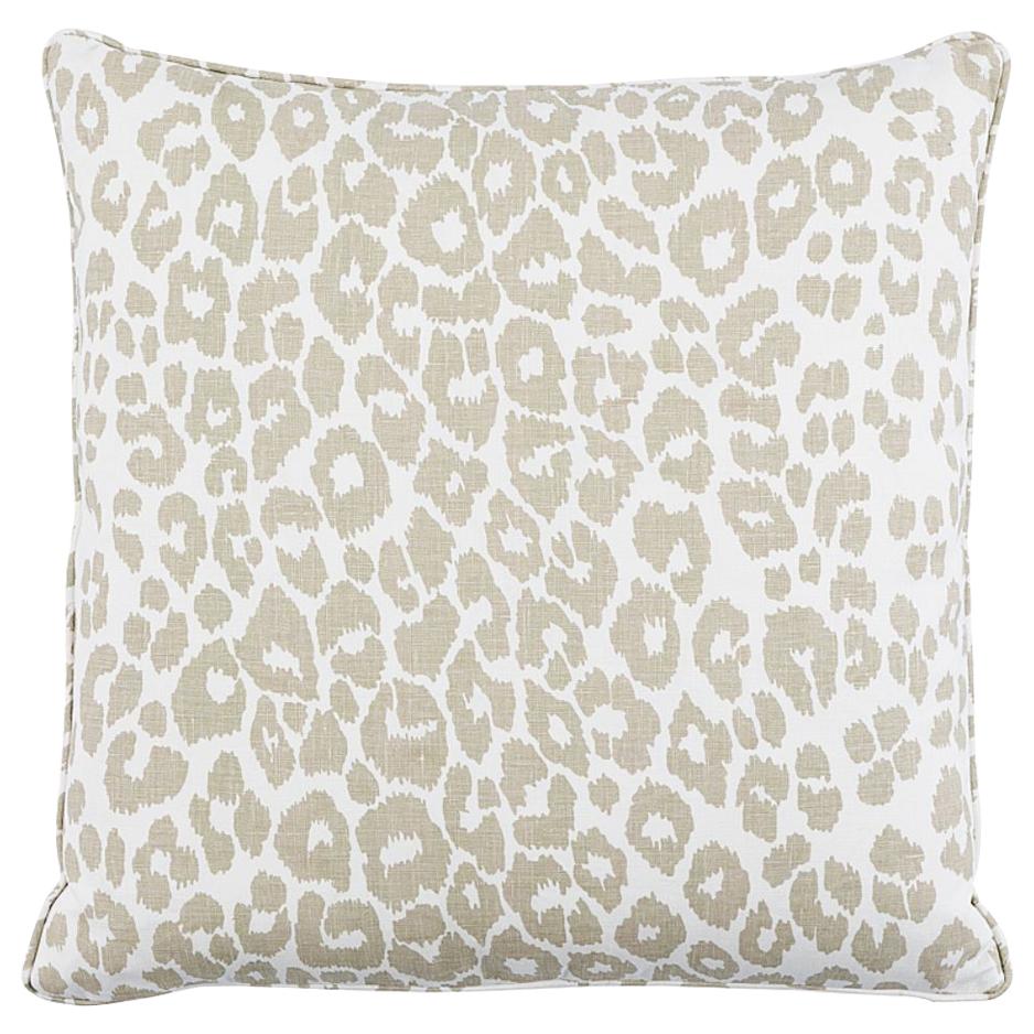 Schumacher Iconic Leopard 22" Pillow in Linen For Sale