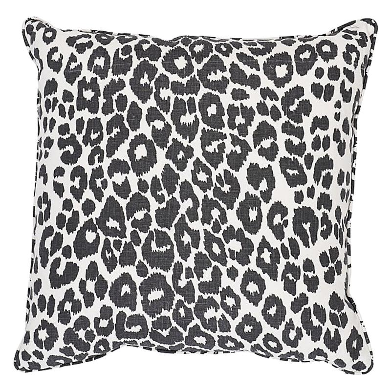 Schumacher Iconic Leopard 22" Pillow Two-Sided Pillow in Graphite For Sale