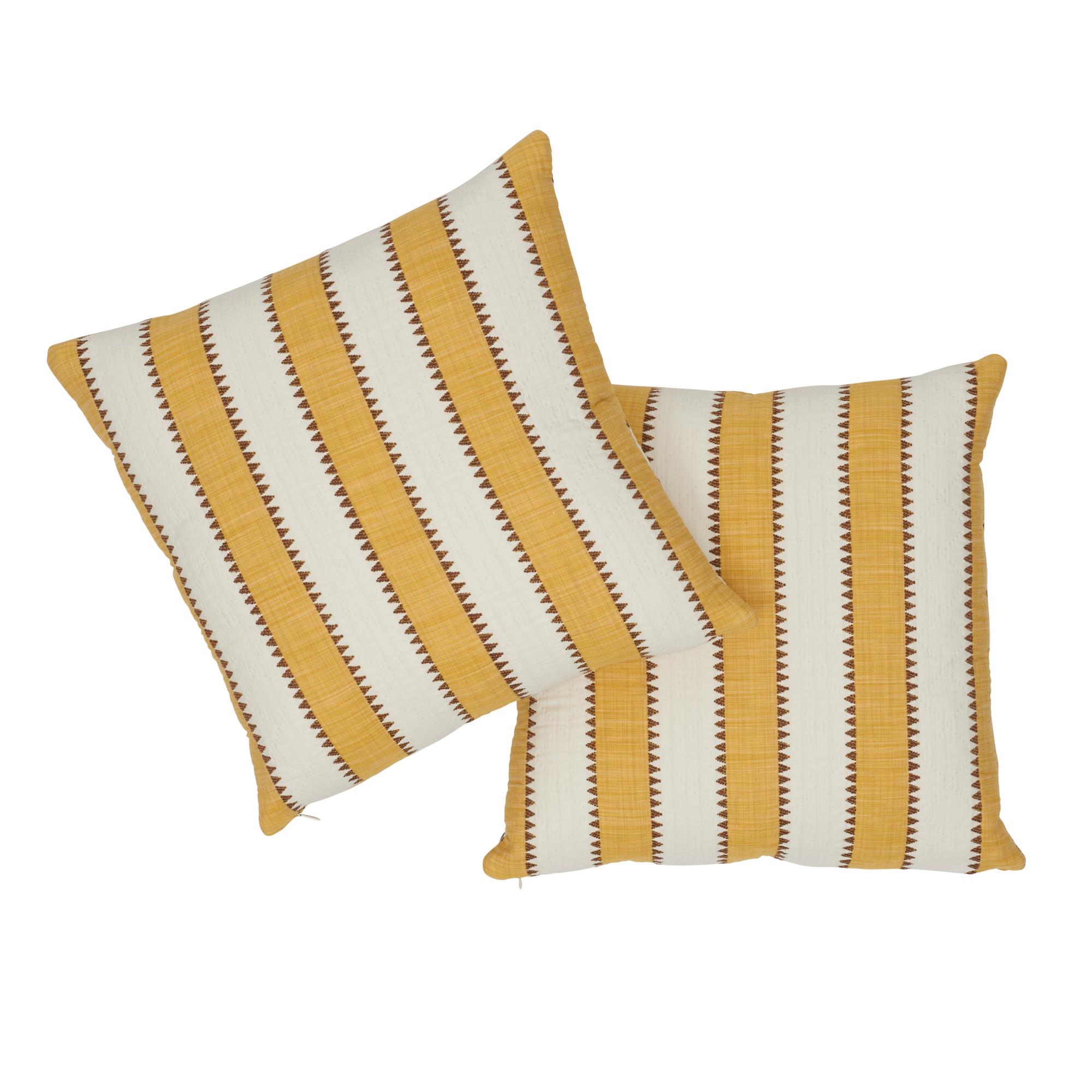 Schumacher Isolade Stripe Yellow Cotton Two-Sided Pillow In New Condition For Sale In New York, NY