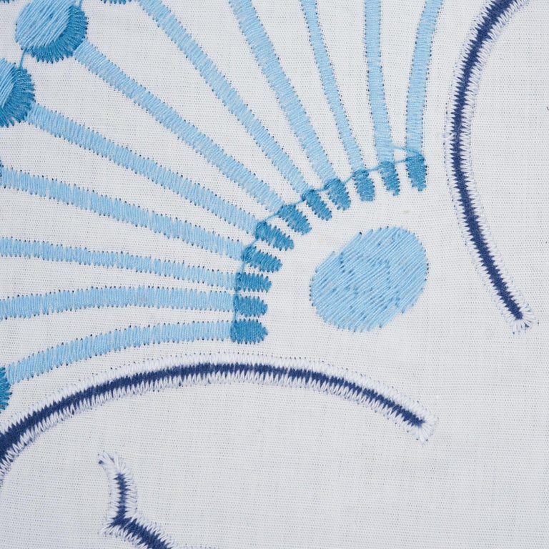 Schumacher Jackie Applique Embroidery Blue Two-Sided Linen Pillow For ...