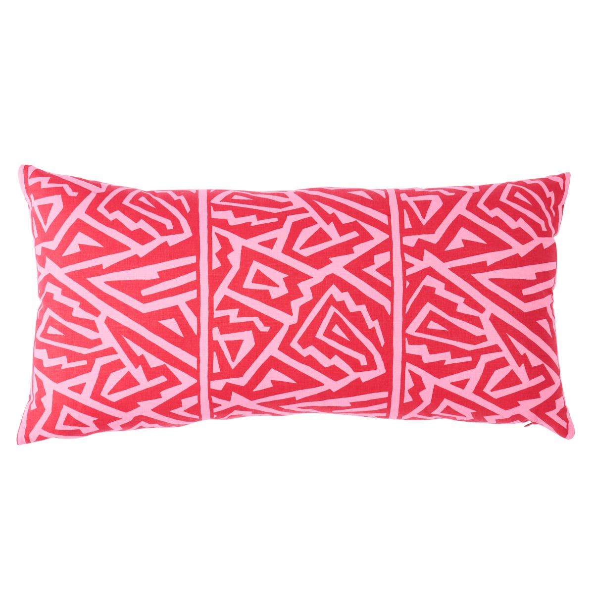 Schumacher Jagged Maze 24" x 12" Pillow in Pink For Sale