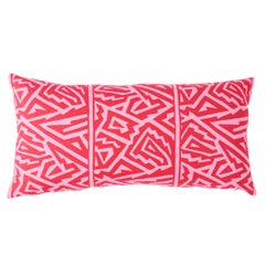 Schumacher Jagged Maze 24" x 12" Pillow in Pink