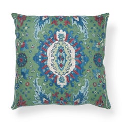 Schumacher Jahanara Carpet Jade Two-Sided Linen Pillow