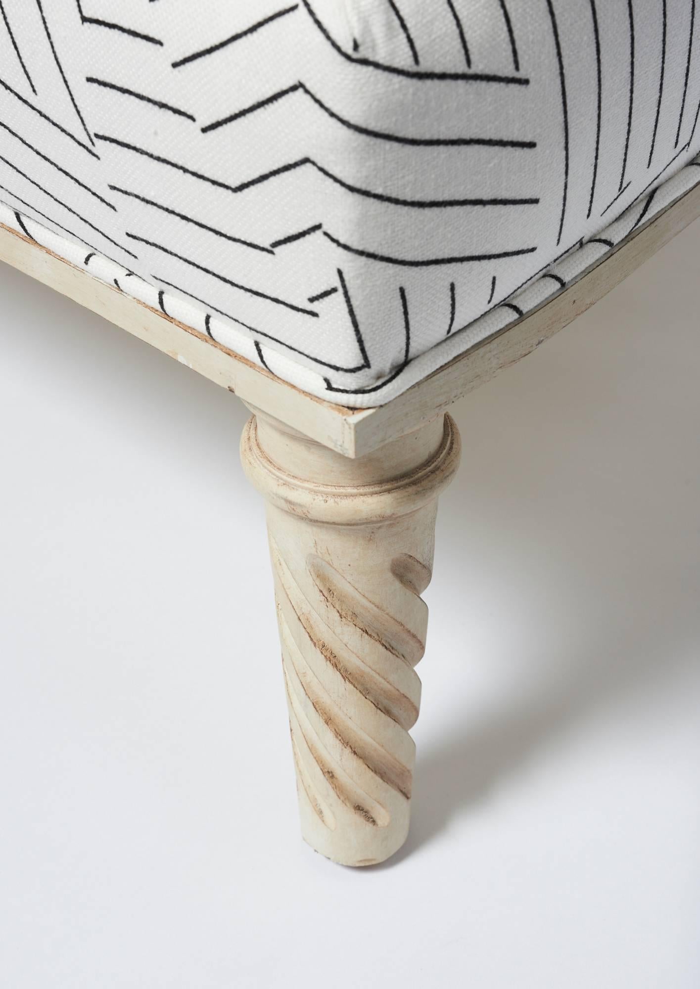 American Schumacher Jansen Deconstructed Stripe Maplewood-Legged Sock Arm Chair For Sale
