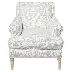 Schumacher Jansen Deconstructed Stripe Maplewood-Legged Sock Arm Chair