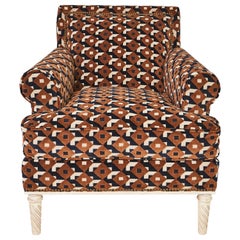 Schumacher Jansen Sock Arm Chair Upholstered in Dazzle Ship Velvet Fabric