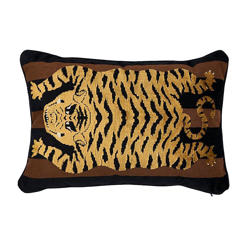 Schumacher Jokhang Tiger Velvet 20" x 14" Lumbar Pillow For Sale