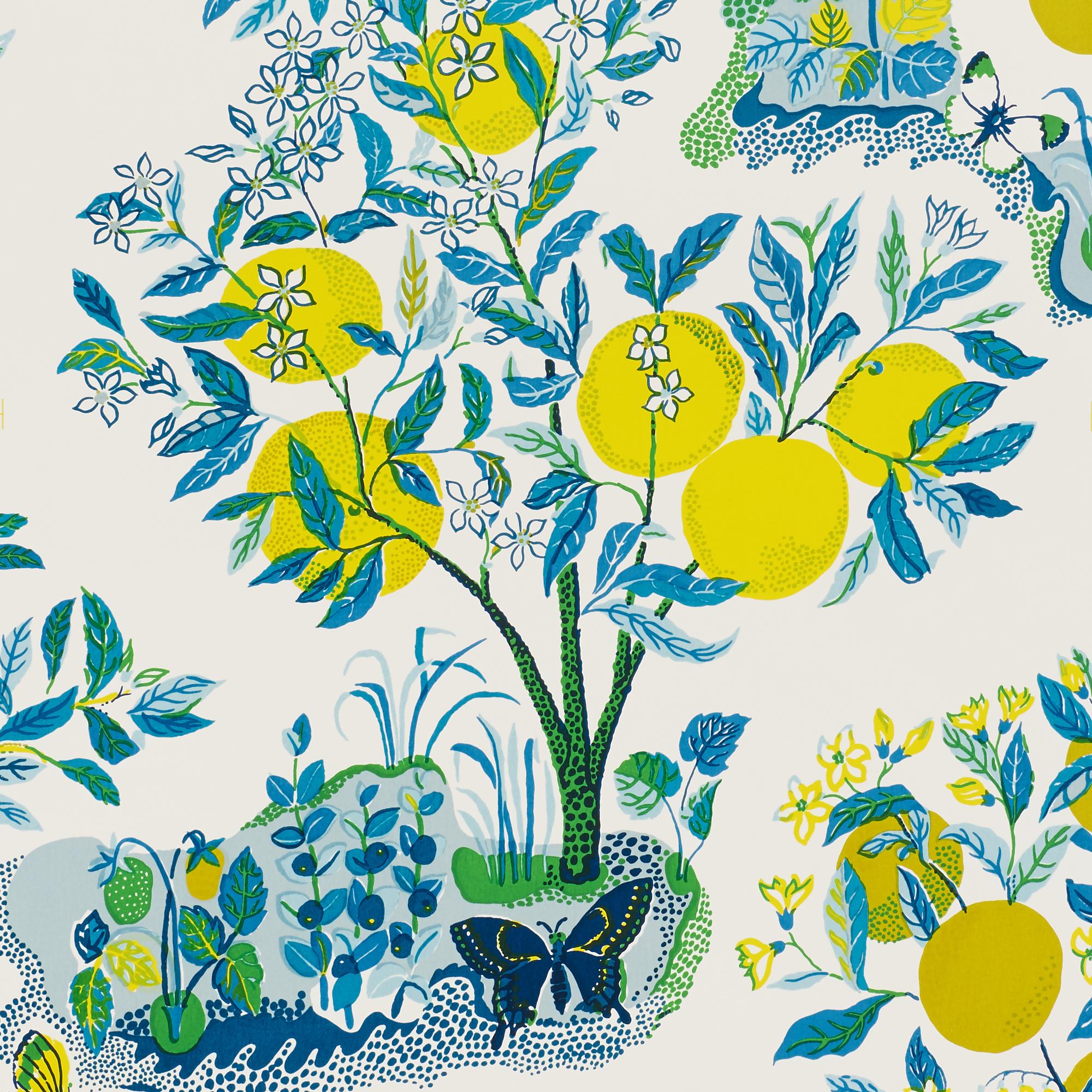 Mid-Century Modern Schumacher par Josef Frank Citrus, peinture murale de jardin en piscine  en vente