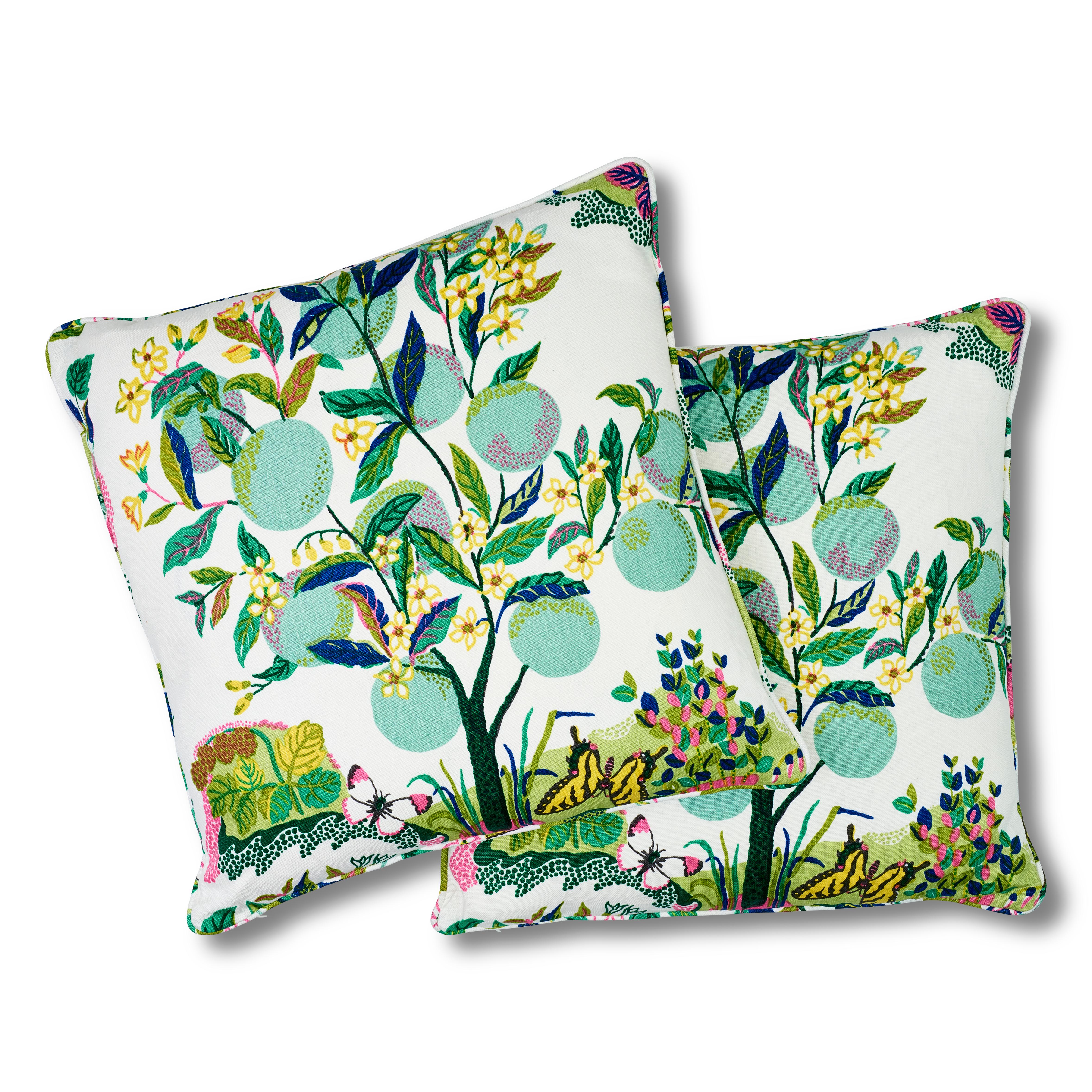 Moderne Coussin en lin à deux faces Schumacher Citrus avec citrons verts de Josef Frank en vente