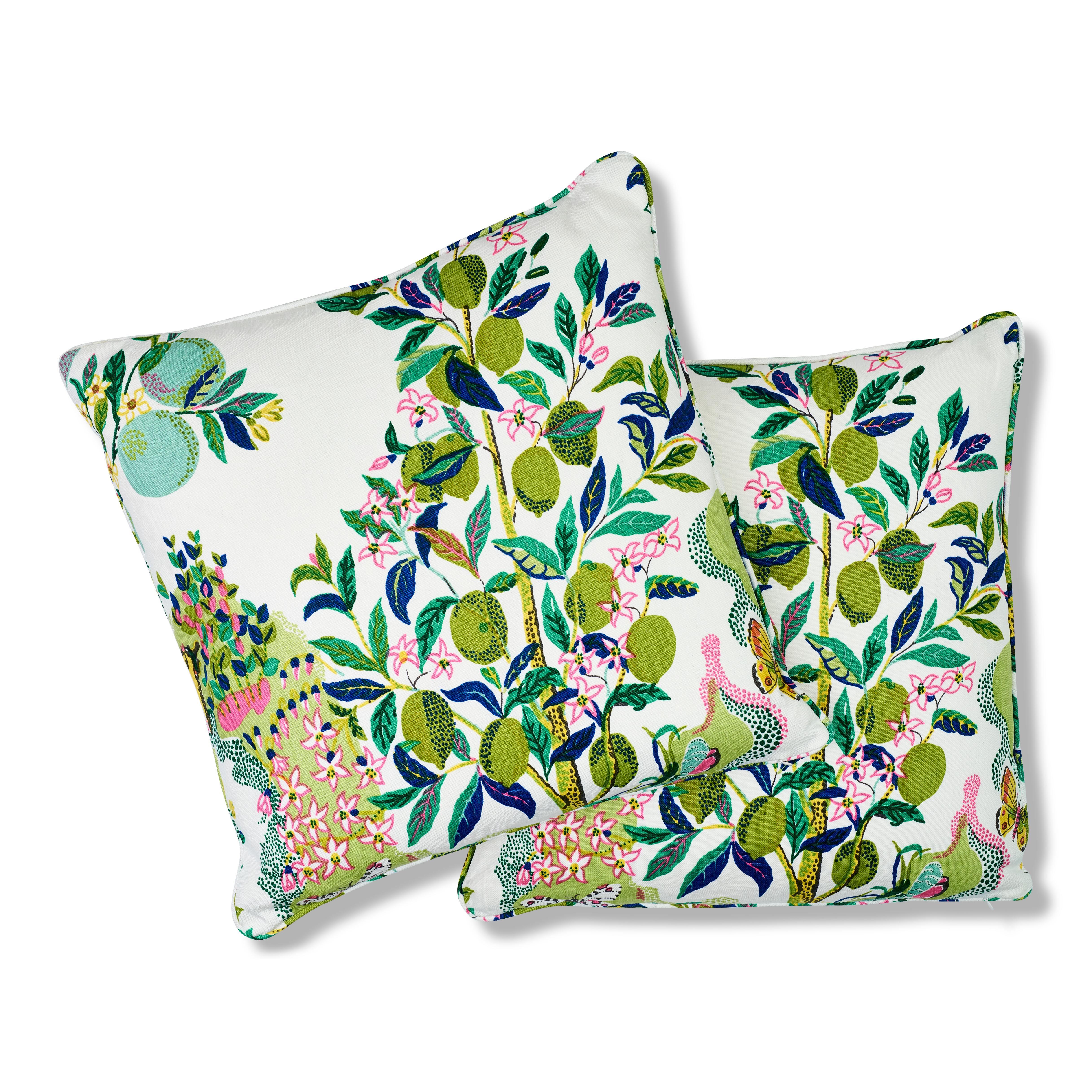 Américain Coussin en lin à deux faces Schumacher Citrus avec citrons verts de Josef Frank en vente