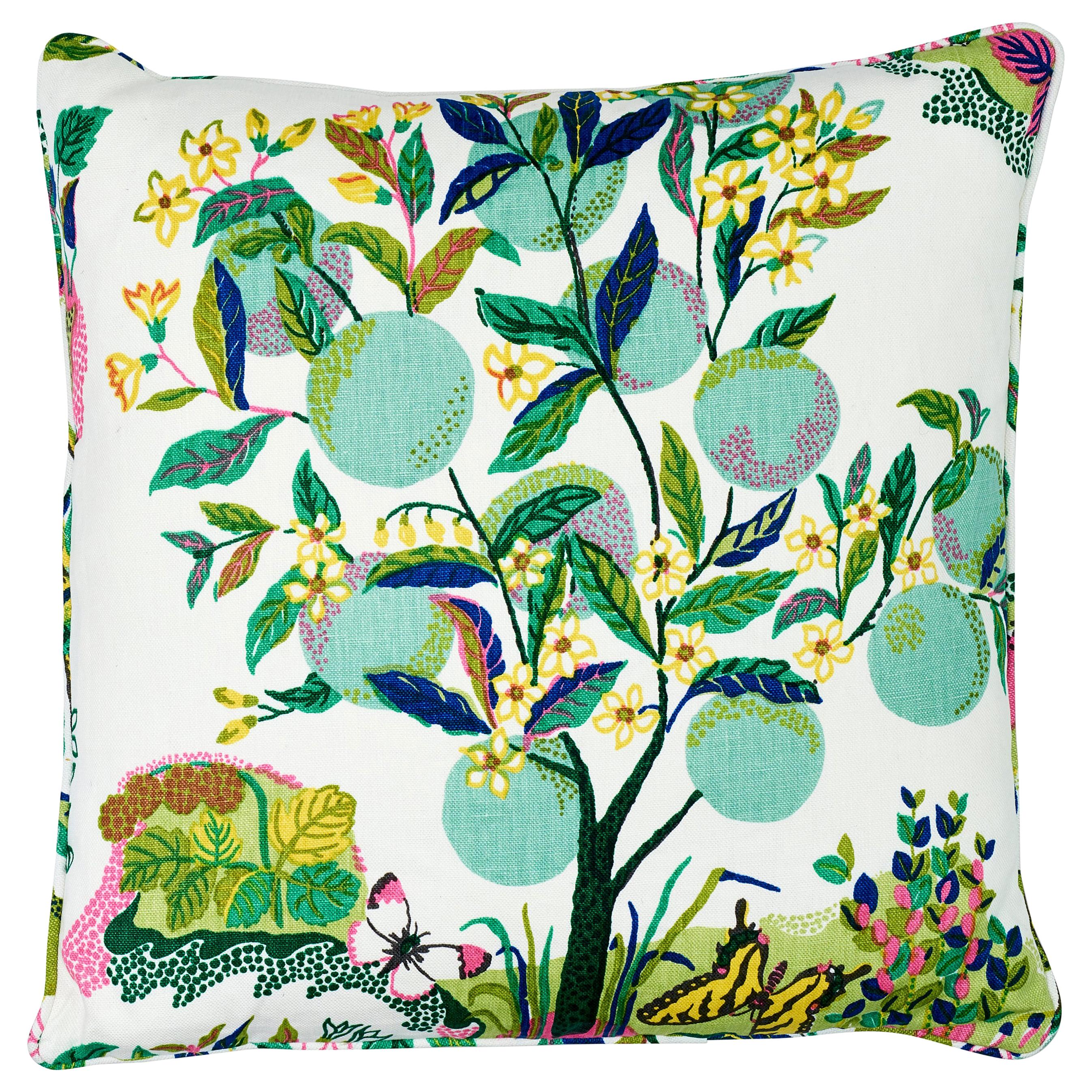 Schumacher Josef Frank Citrus Garden Lime Two-Sided Linen Pillow For Sale