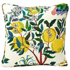 Schumacher Josef Frank Citrus Garden Primary Color Linen Two-Sided Pillow