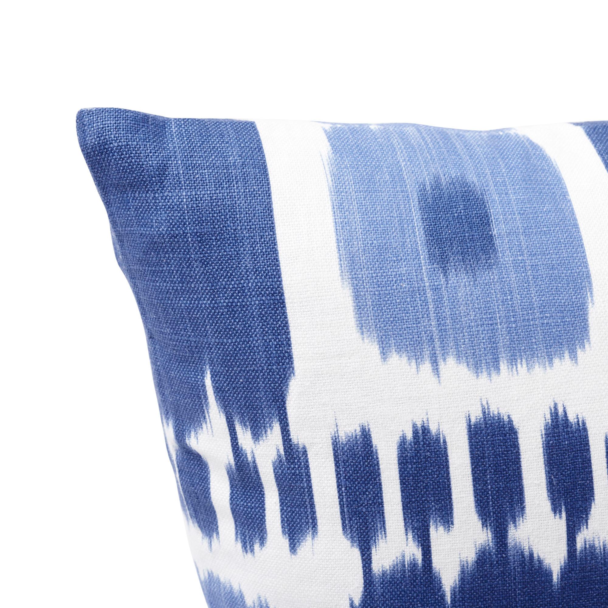 Modern Schumacher Kandira Blues Two-Sided Linen Pillow For Sale