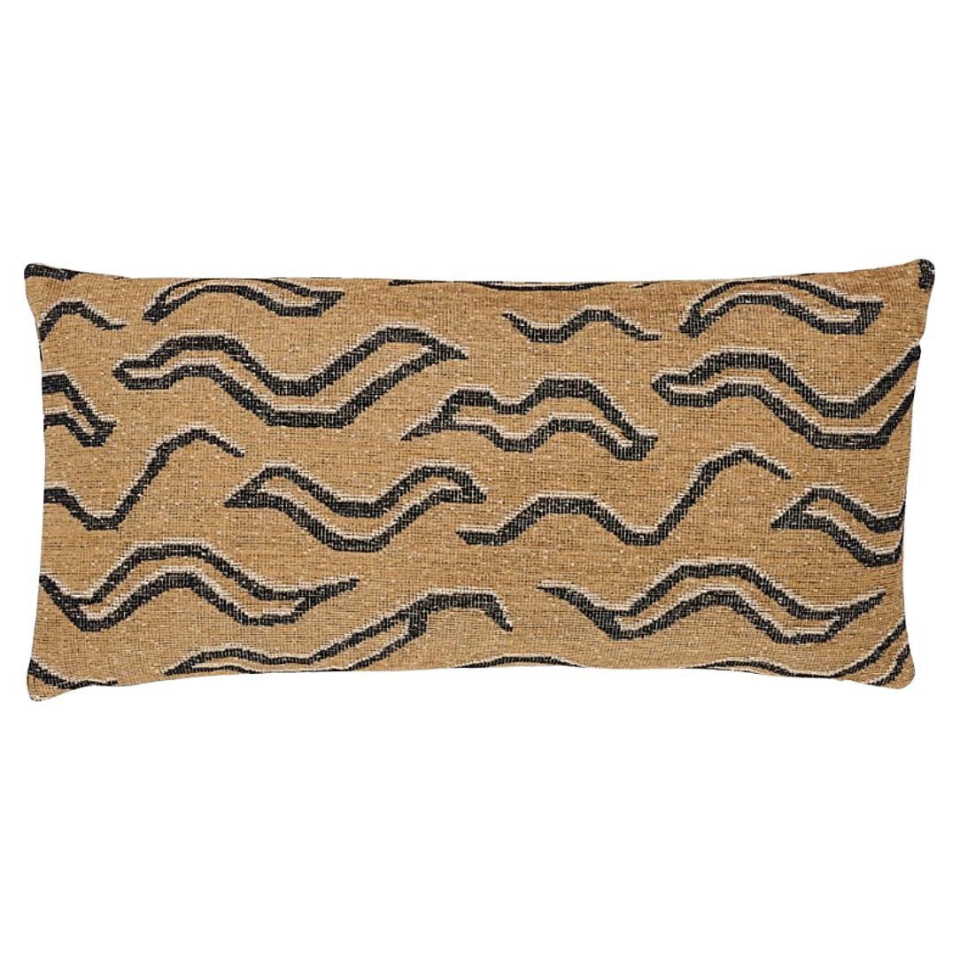 Schumacher Kata 24" x 12" Pillow in Camel with Black For Sale