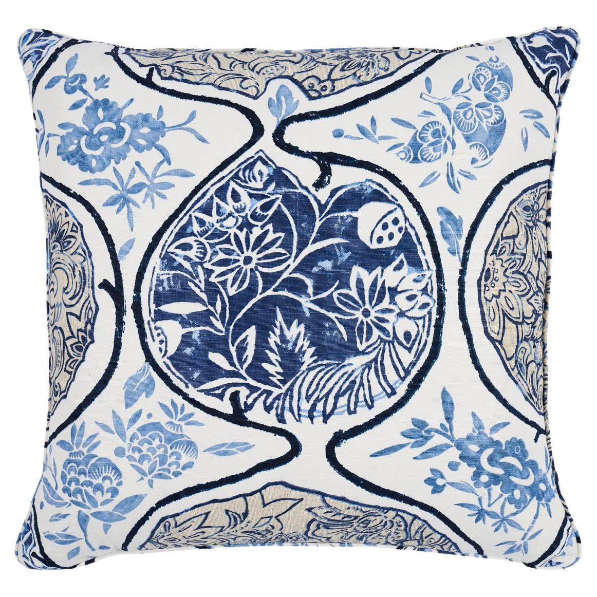 Schumacher Katsugi 22" Pillow in Blues